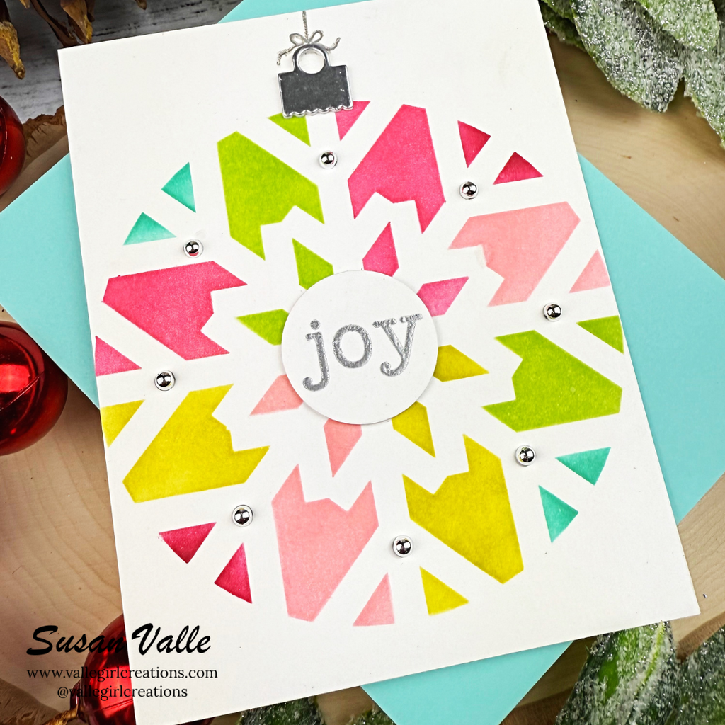 Simon Says Stamp Set of 2 Stencils Large Snowflake Cutouts 1098stc Sugar and Spice Holiday Card