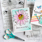 Large flower card with Ladybug and sentiment 'you're a scute as a bug'