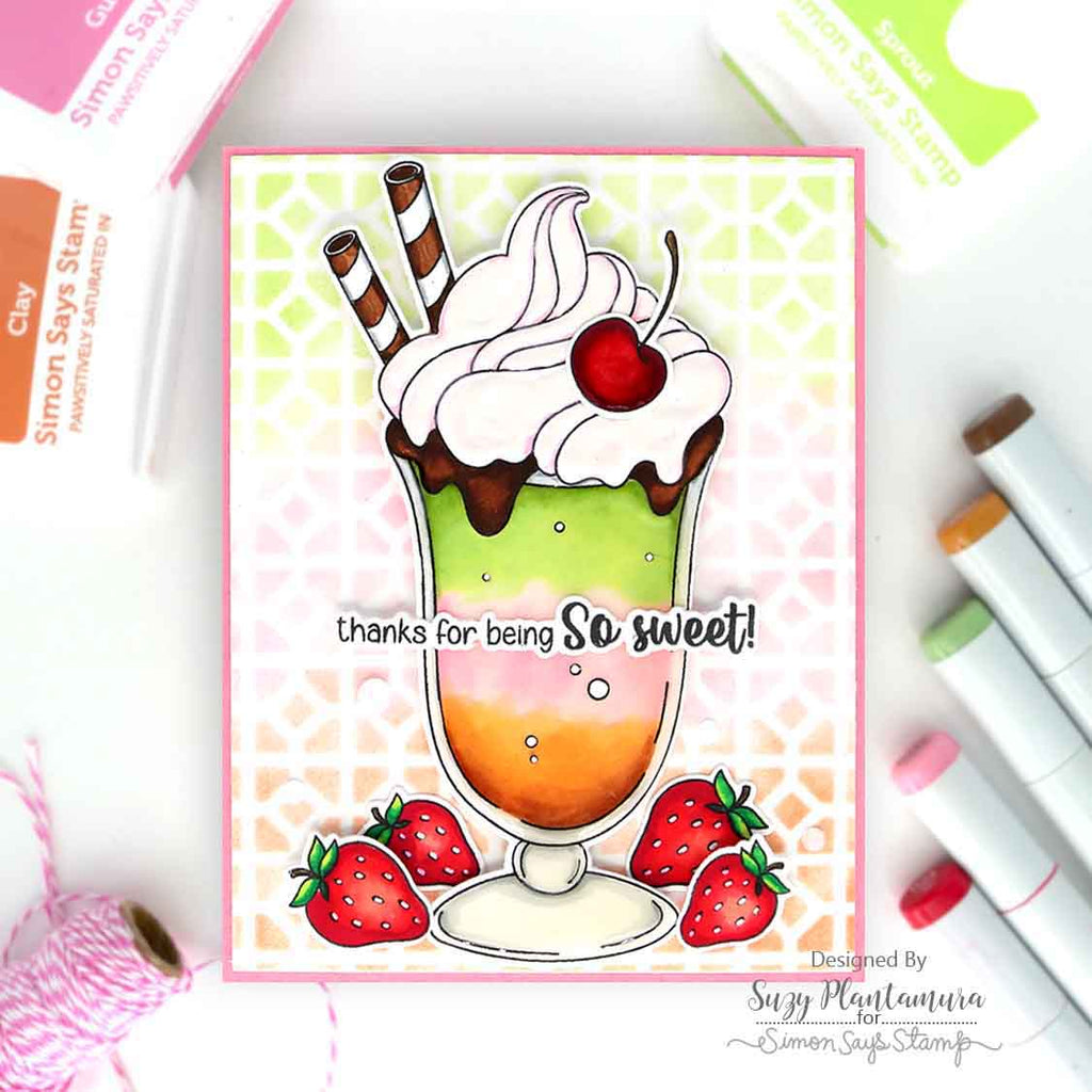 Simon Says Stamp Stencils Lattice Tile 1022st Be Bold Thanks Card
