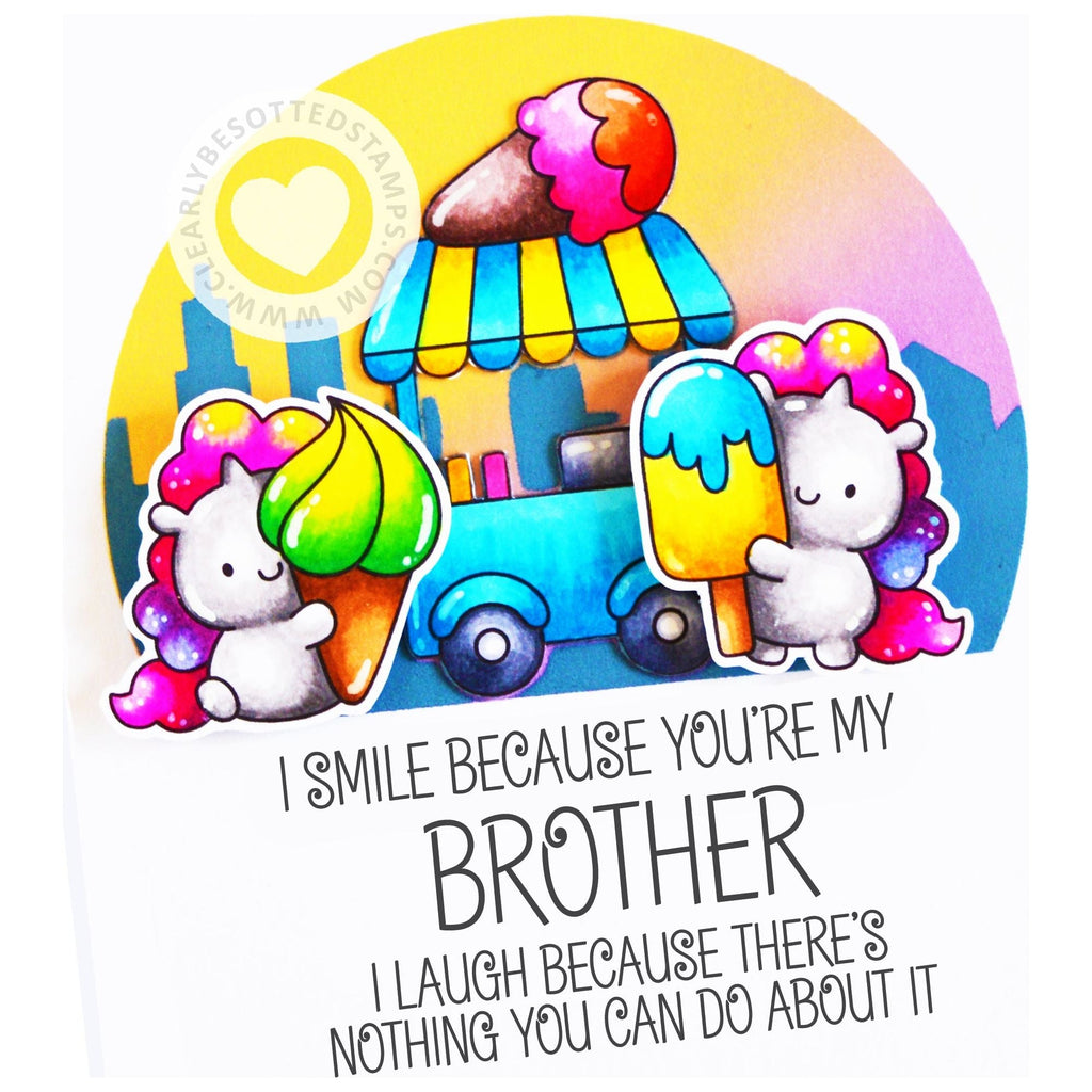 Clearly Besotted Laugh Out Loud Sibling Clear Stamps ice cream