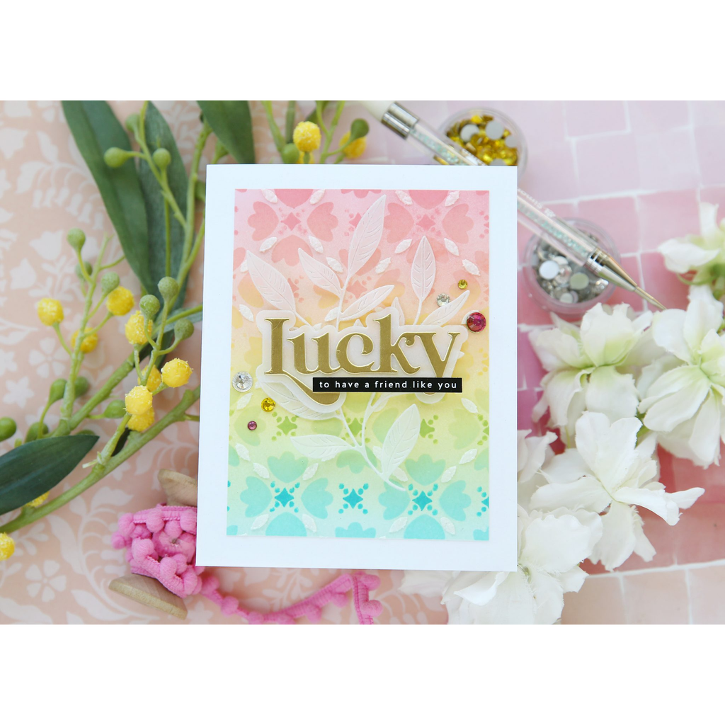 Simon Says Stamp Stencils Mosaic Tulips 1018st Splendor Lucky Card | color-code:ALT06