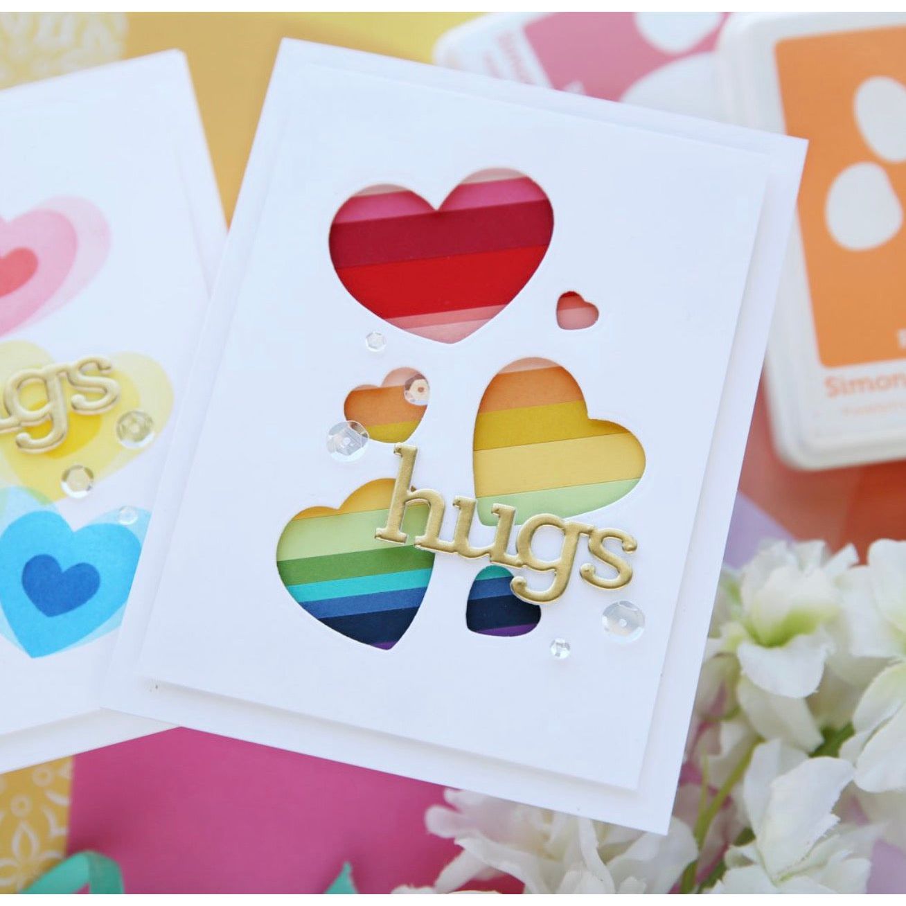 Simon Says Stamp Swirly Hearts Wafer Dies 1269sd To Be Loved Hugs Card | color-code:ALT02