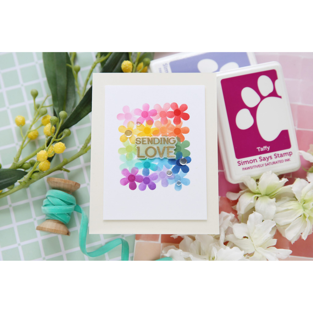 Simon Says Stamp Stencil Flower Power 1000stc Celebrate Sending Love Card | color-code:ALT03