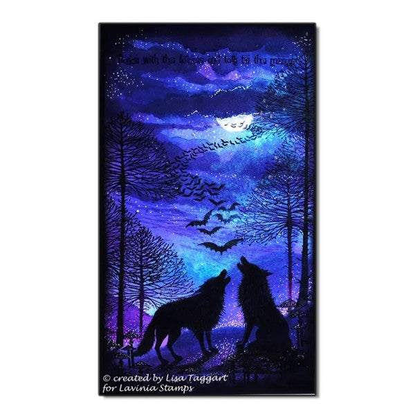 Lavinia Stamps Bats Clear Stamps lav167 blue background card