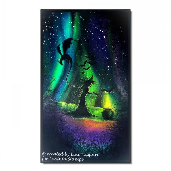 Lavinia Stamps Bats Clear Stamps lav167 northern lights card