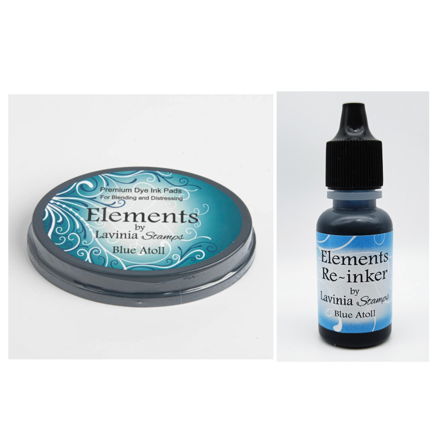 Lavinia Stamps Blue Atoll Elements Dye Ink Pad and Re-Inker Set