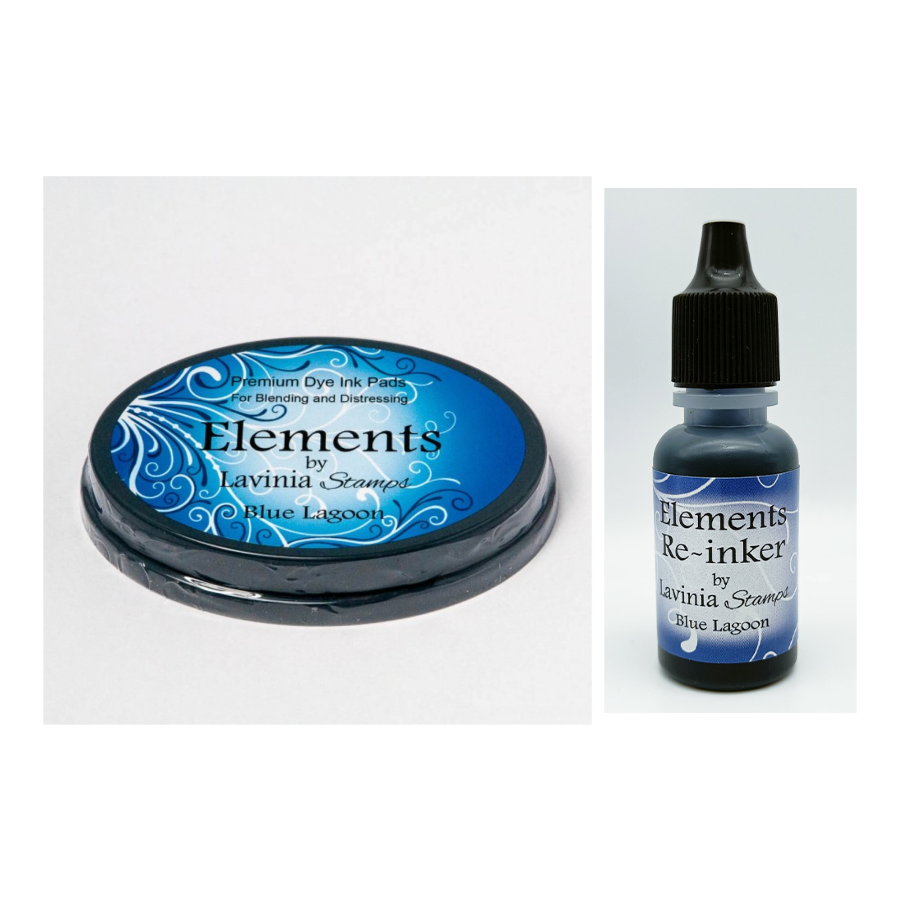 Lavinia Stamps Blue Lagoon Elements Dye Ink Pad and Re-Inker Set