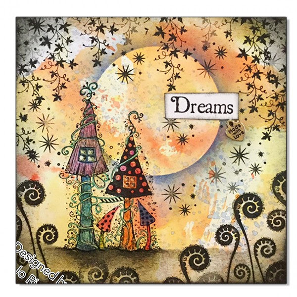 Lavinia Stamps Fairy House Clear Stamp lav030 full moon orange