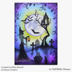 Lavinia Stamps Gravestones Clear Stamps lav1070 cauldron bubble card helen burrell