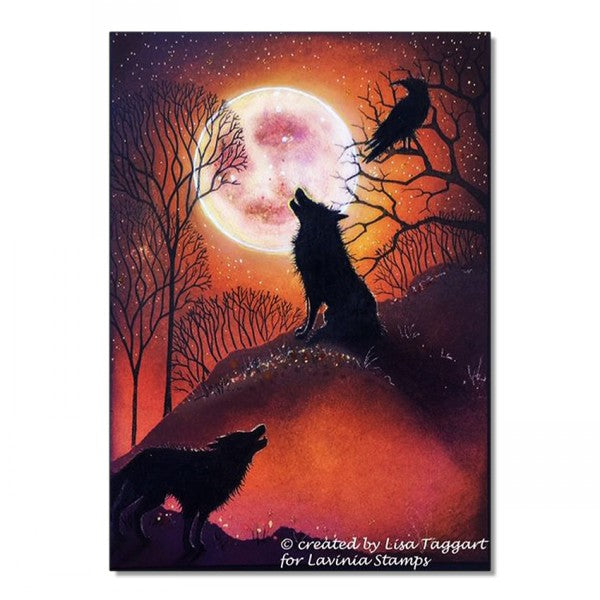 Lavinia Stamps Maka Clear Stamp lav535 red moon card
