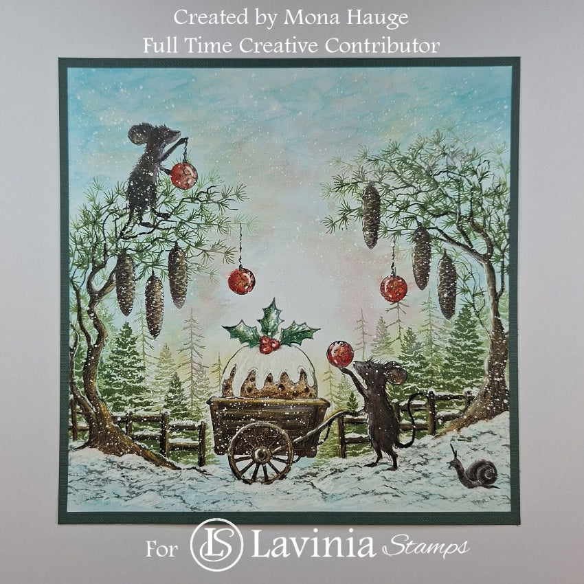Lavinia Stamps Masie Clear Stamp lav1091 mice decorating trees mona hauge