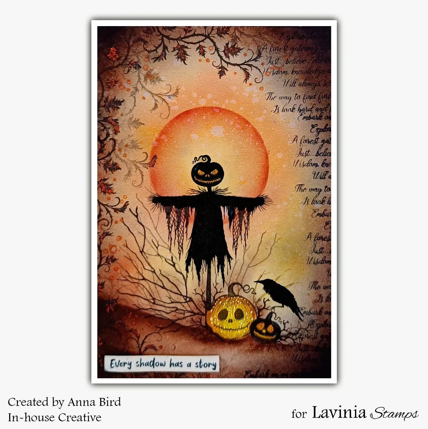 Lavinia Stamps Murk and Mist Clear Stamps lav1073 orange moon card anna bird