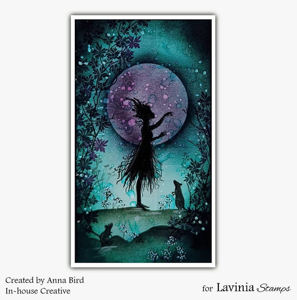 Lavinia Stamps Ragwort and Strawson Clear Stamps lav1077 purple full moon card anna bird