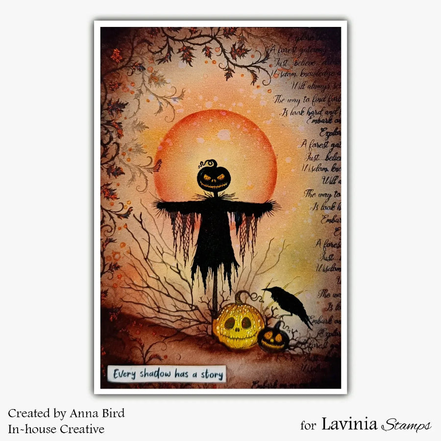 Lavinia Stamps Raventhorn Clear Stamp lav1078 orange full moon card anna bird
