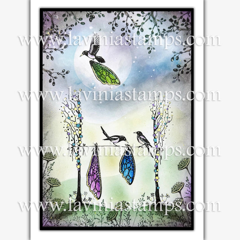 Lavinia Stamps Silversong Willow Left and Right Clear Stamp Set wings