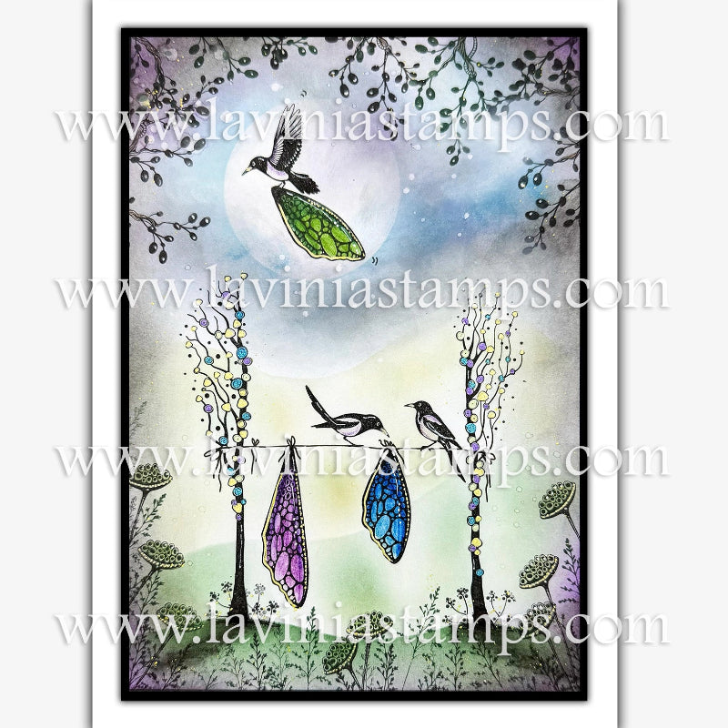 Lavinia Stamps Silversong Willow Right Clear Stamp lav1033 wings