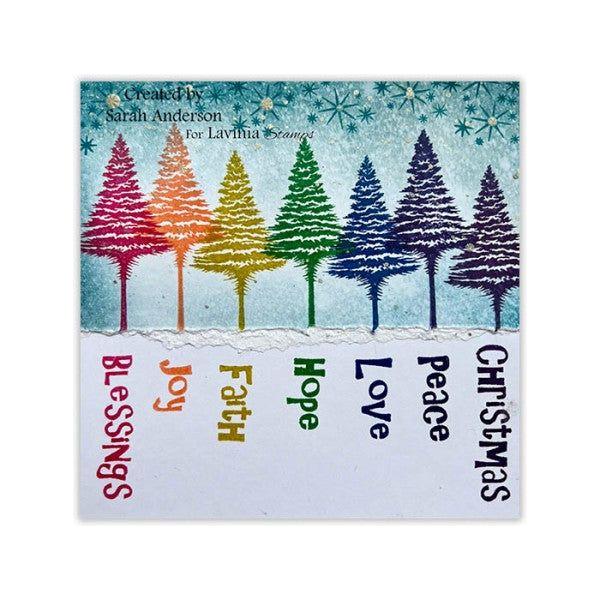 Lavinia Stamps Snowy Fir Tree Small Clear Stamp lav929 rainbow