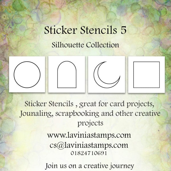 Lavinia Stamps Sticker Stencil 5 Silhouette Collection lsss005 back of package