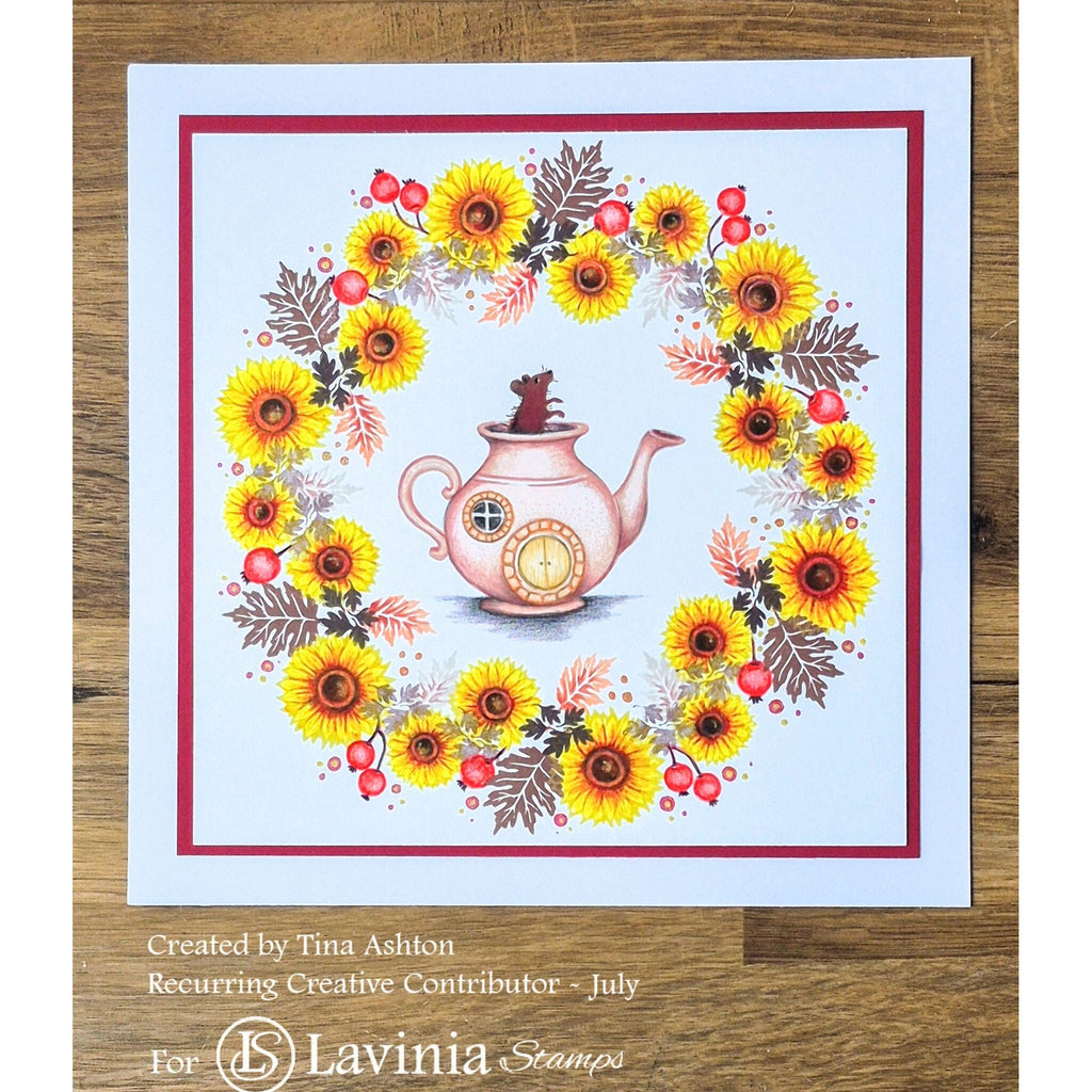 Lavinia Stamps Teapot Cottage Clear Stamps lav995 wreath