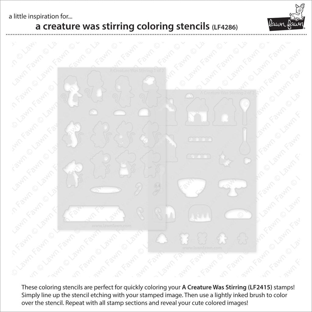 Lawn Fawn A Creature Was Stirring Coloring Stencils lf4286 set of 2