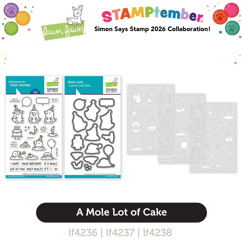 Lawn Fawn A Mole Lot of Cake STAMPtember Exclusive Stamps Dies and Stencils