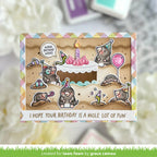 Lawn Fawn A Mole Lot of Cake STAMPtember Exclusive Stamps lf4236 Critter Birthday Card Grace Camou