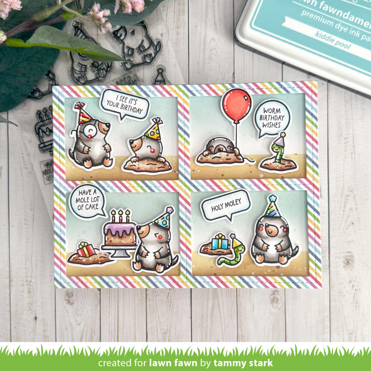 Lawn Fawn A Mole Lot of Cake STAMPtember Exclusive Stamps lf4236 Critter Birthday Card Tammy Stark