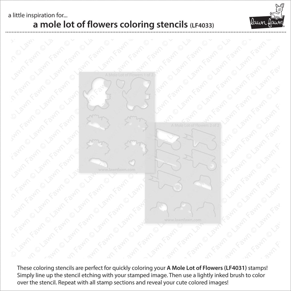 Lawn Fawn A Mole Lot of Flowers Coloring Stencils lf4033 individual stencils