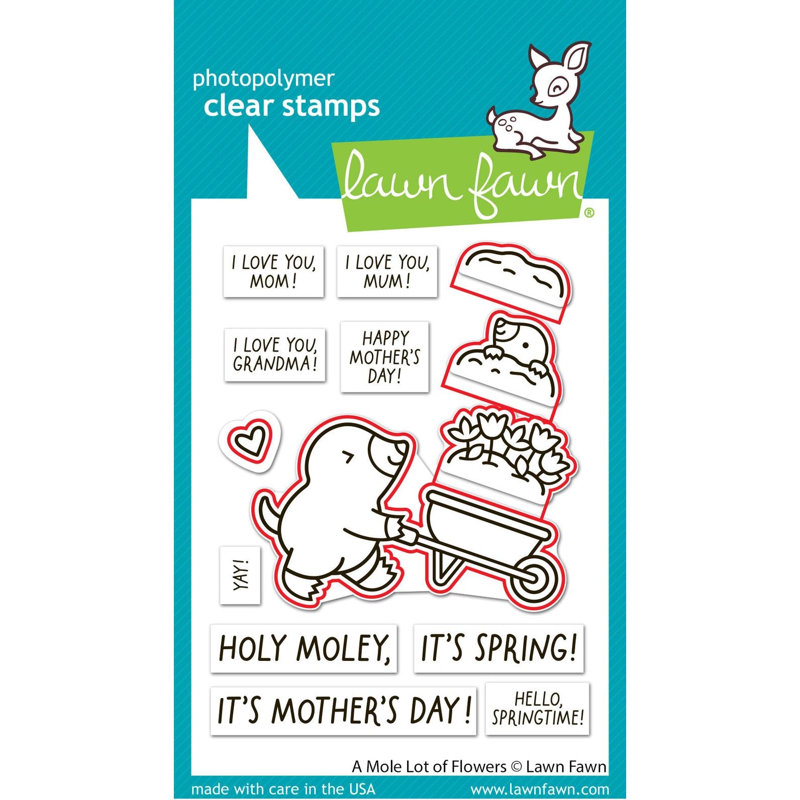 Lawn Fawn A Mole Lot of Flowers Dies lf4032 red outlines note die cuts