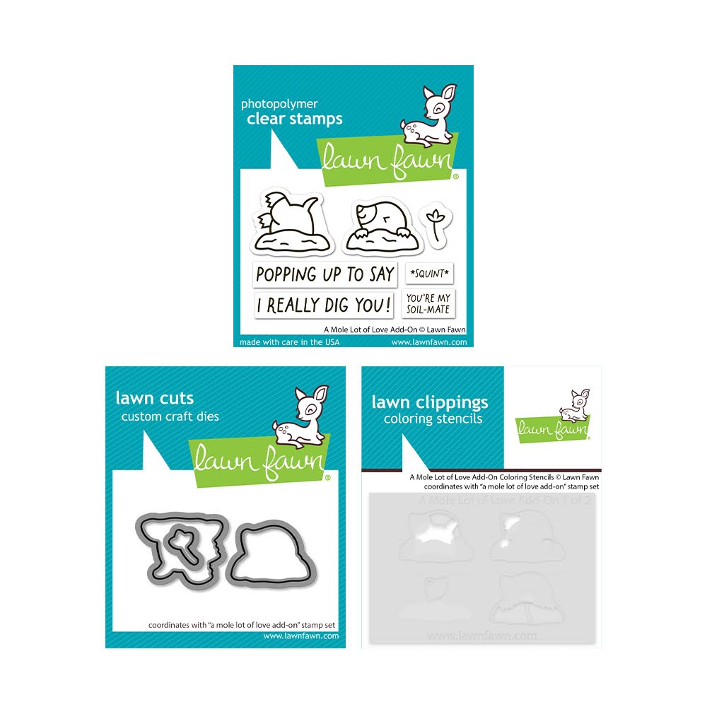Lawn Fawn A Mole Lot of Love Add-On Stamps Dies and Stencils