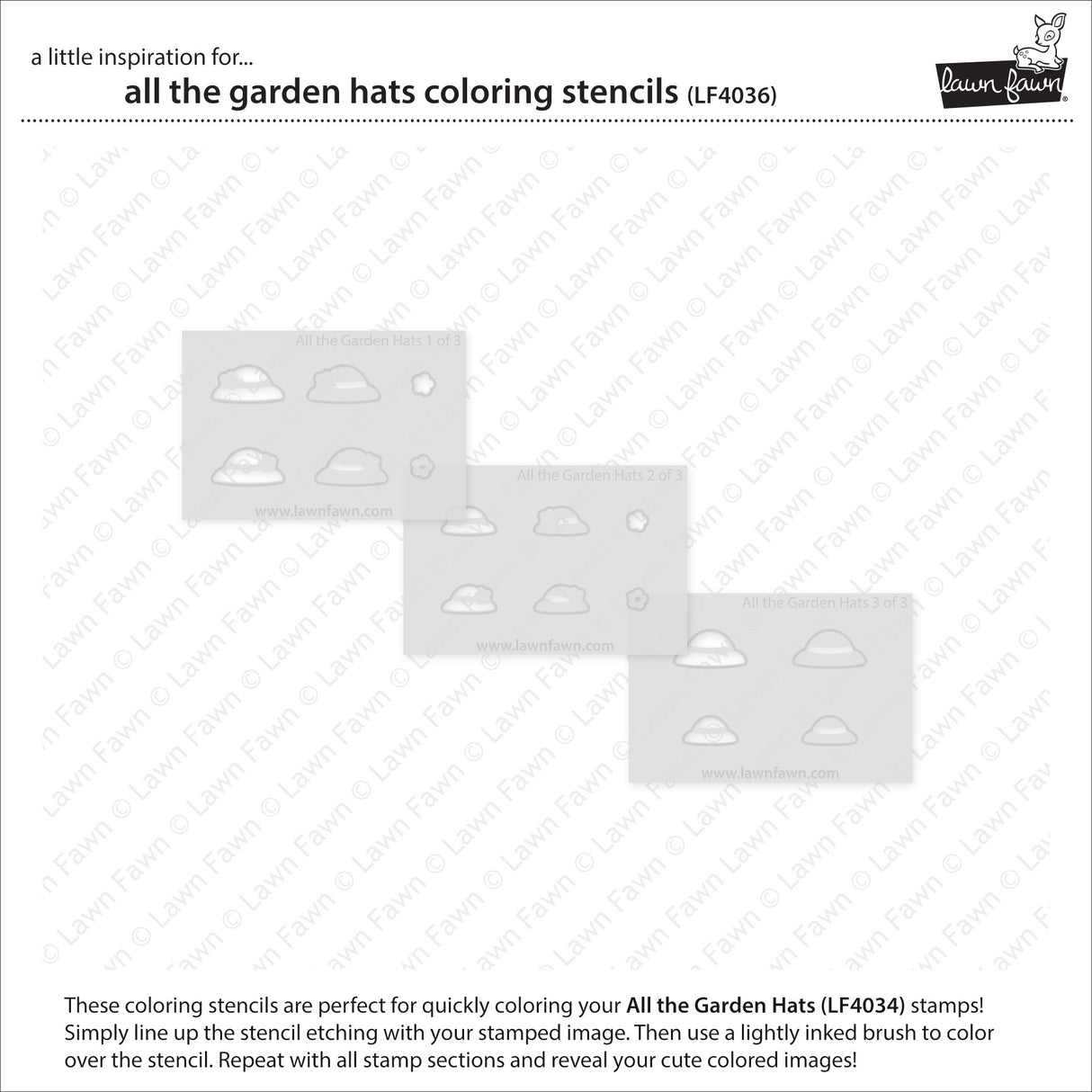 Lawn Fawn All the Garden Hats Coloring Stencils lf4036 individual stencils
