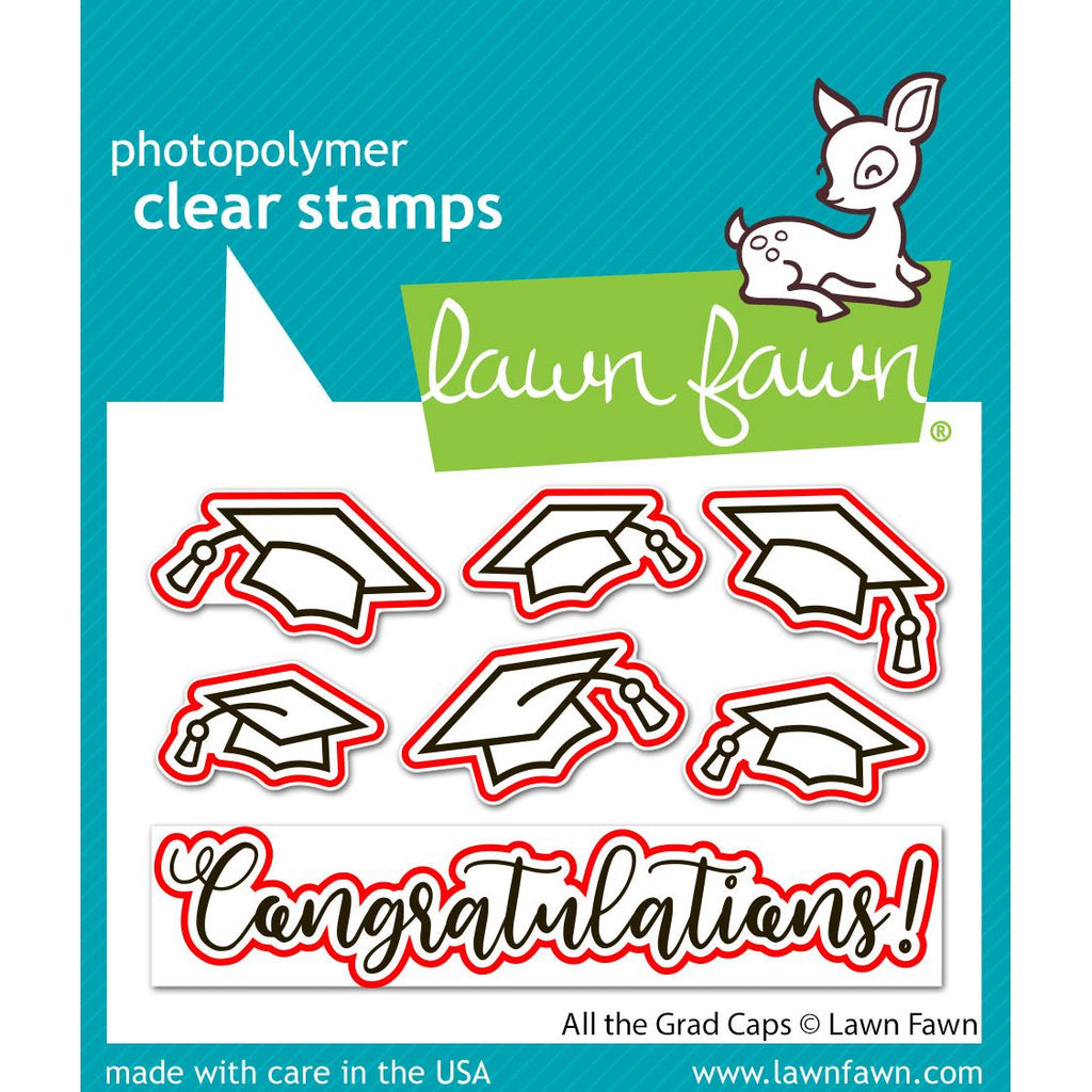 Lawn Fawn All the Grad Caps Dies lf4080 red lines to indicate which stamps will be die cut