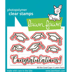 Lawn Fawn All the Grad Caps Dies lf4080 red lines to indicate which stamps will be die cut