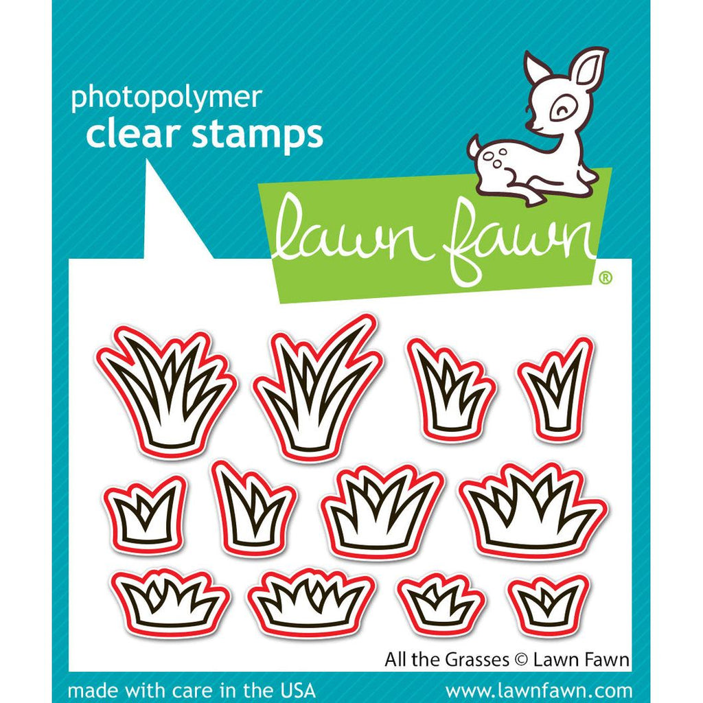 Lawn Fawn All the Grasses Dies lf4038 red outlines to indicate die cuts