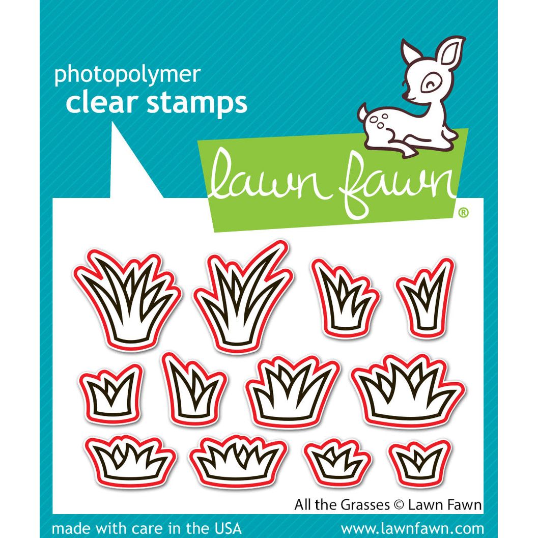 Lawn Fawn All the Grasses Dies lf4038 red outlines to indicate die cuts