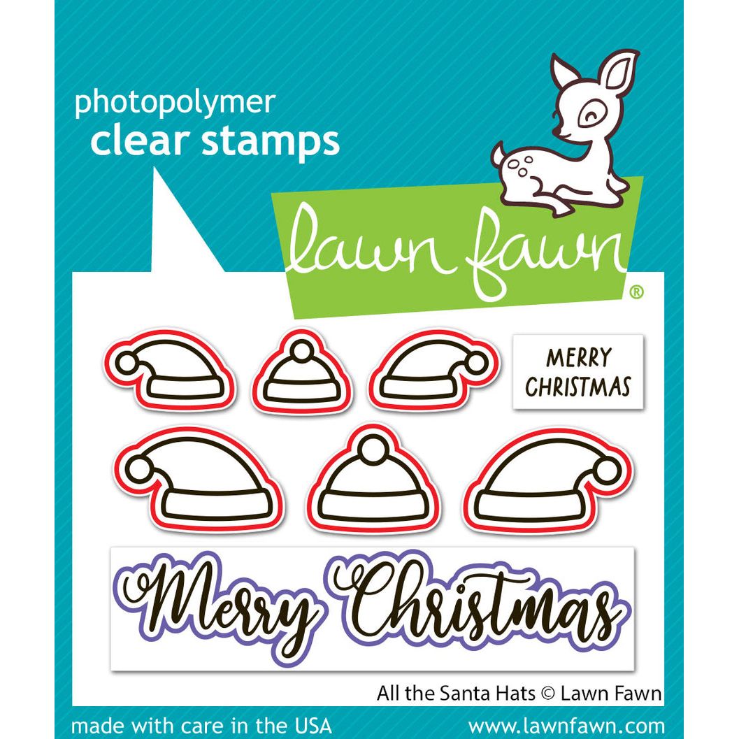 Lawn Fawn All the Santa Hats Dies lf3905 red outlines to indicate dies