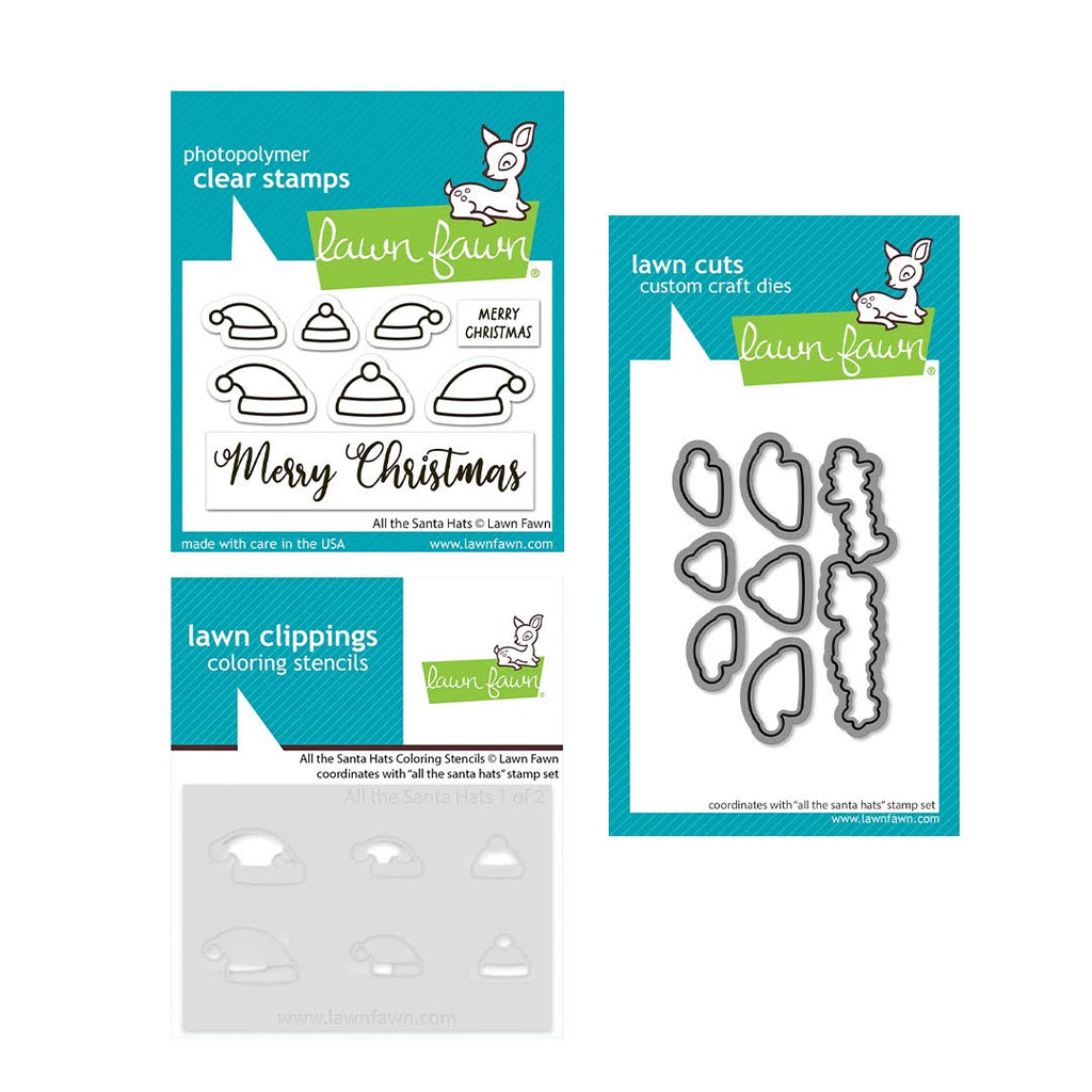 Lawn Fawn All the Santa Hats Stamps Dies and Coloring Stencils