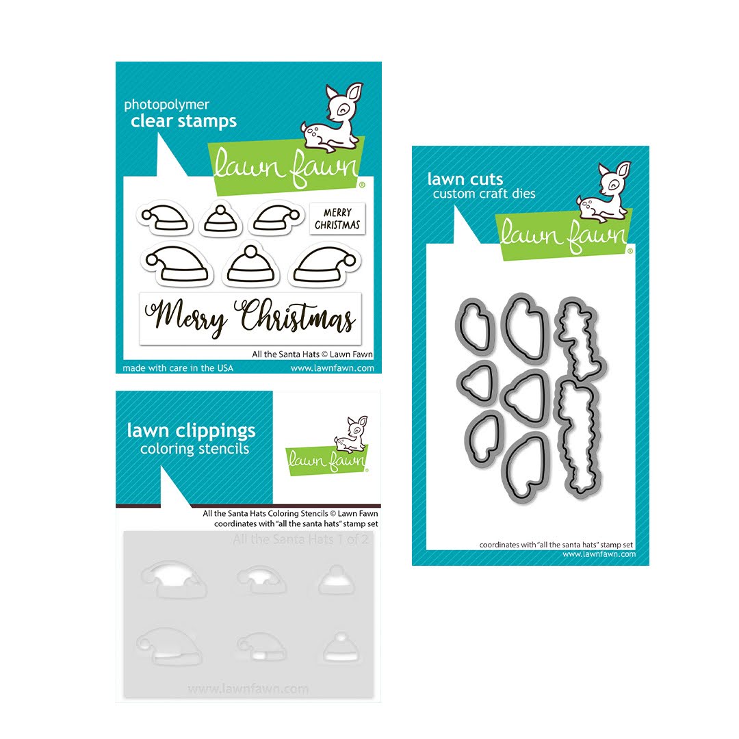 Lawn Fawn All the Santa Hats Stamps Dies and Coloring Stencils