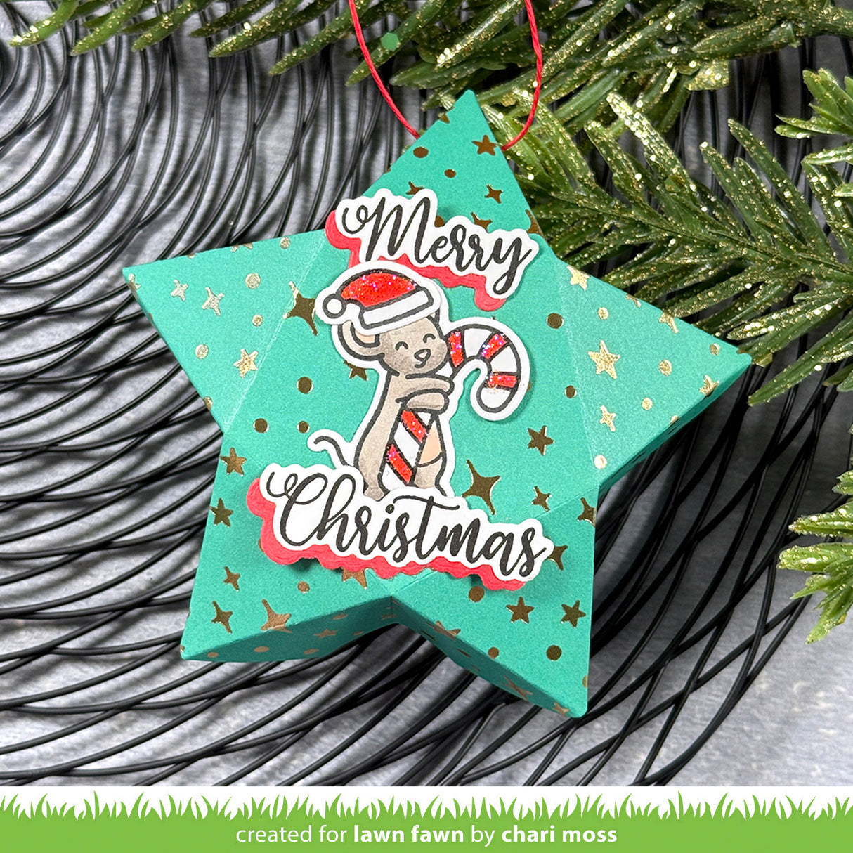 Lawn Fawn All the Santa Hats Stamps Dies and Coloring Stencils star ornament