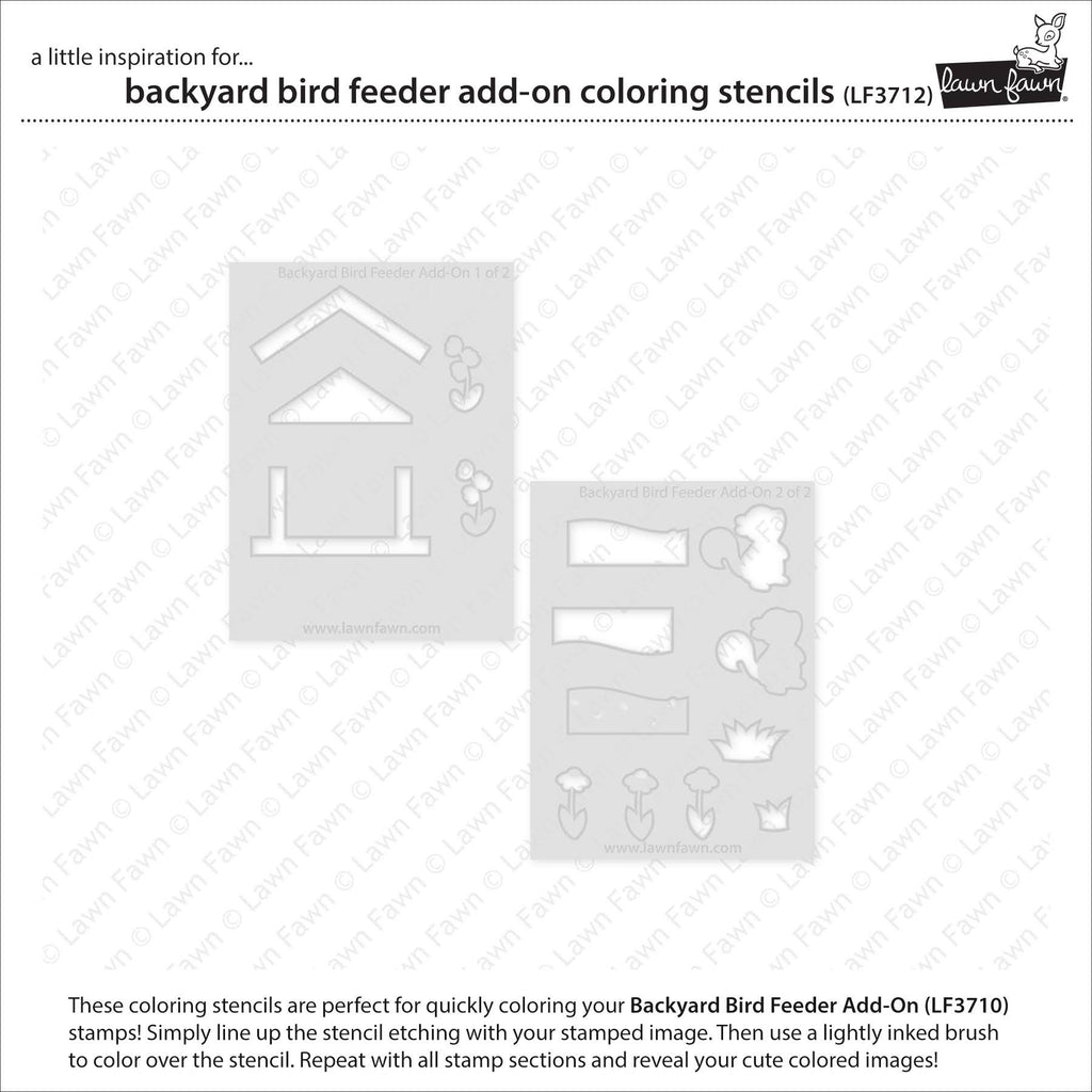 Lawn Fawn Backyard Bird Feeder Add-On Coloring Stencils lf3712 individual stencils