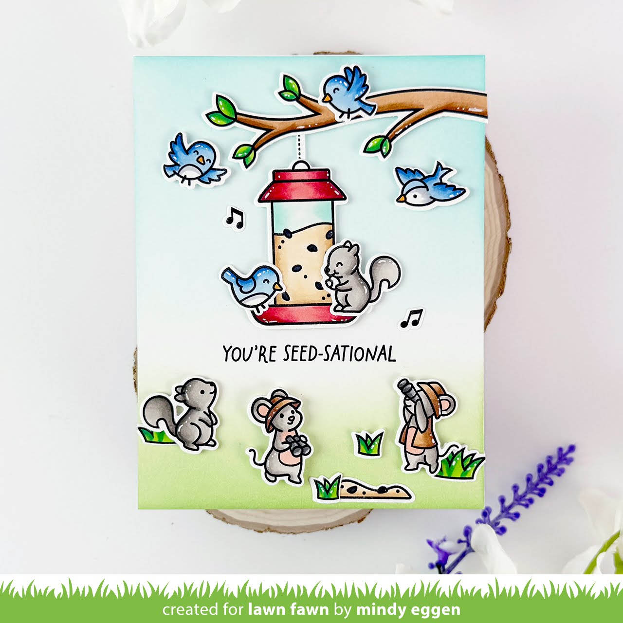 Lawn Fawn Backyard Bird Feeder Stamps lf3707 seed-sational