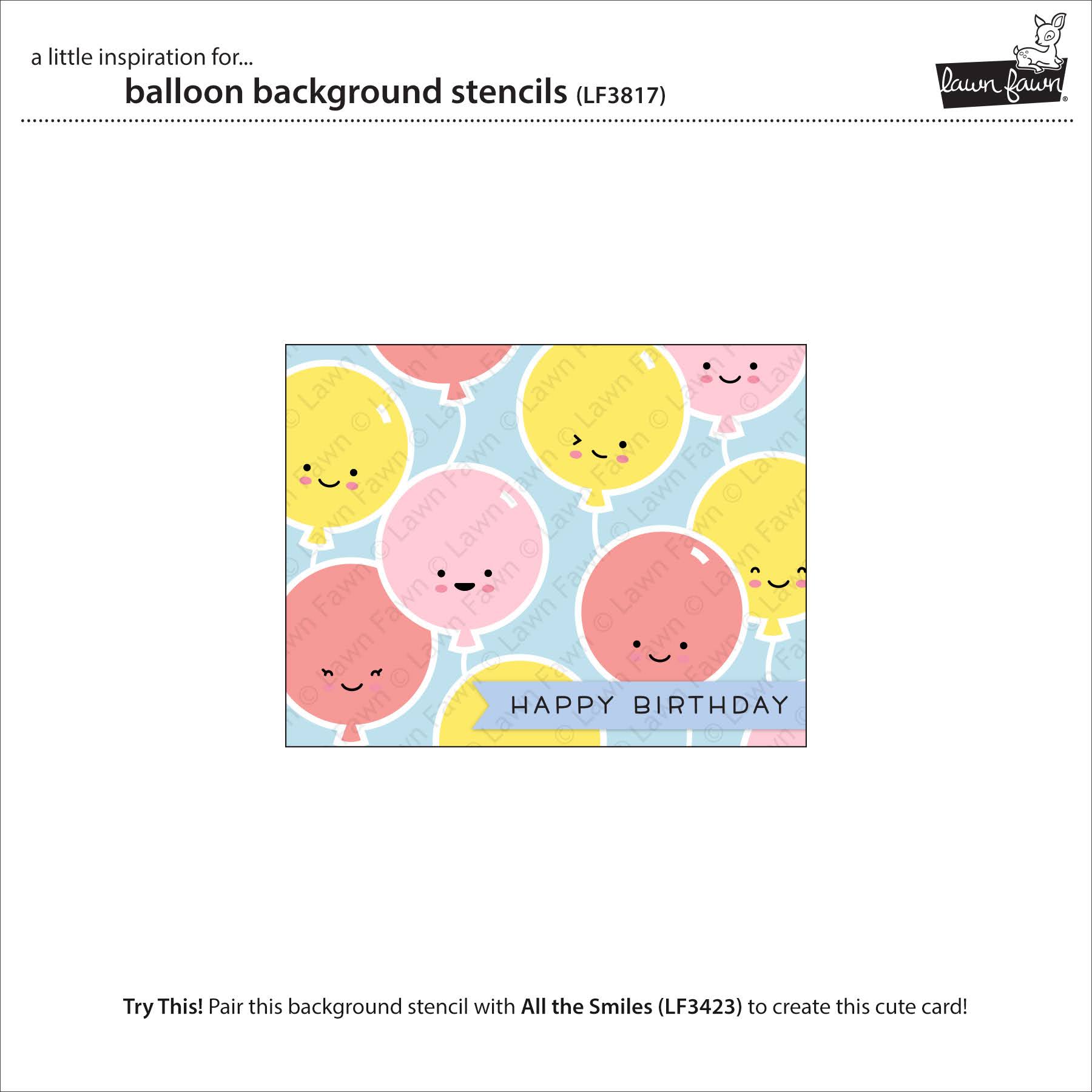 Lawn Fawn Balloon Background Layering Stencils lf3817 set of 4 hbd