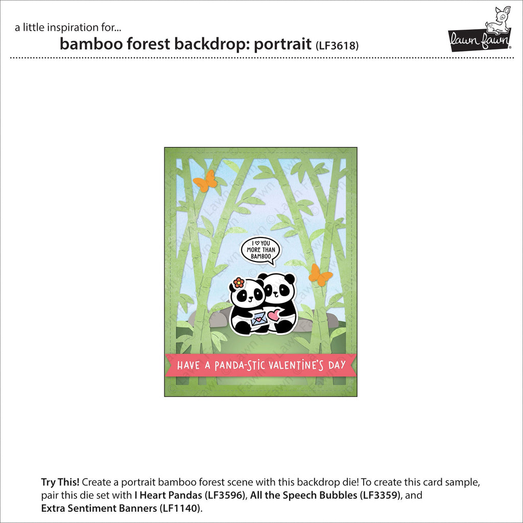 Lawn Fawn Bamboo Forest Backdrop: Portrait Dies lf3618 Inspiration