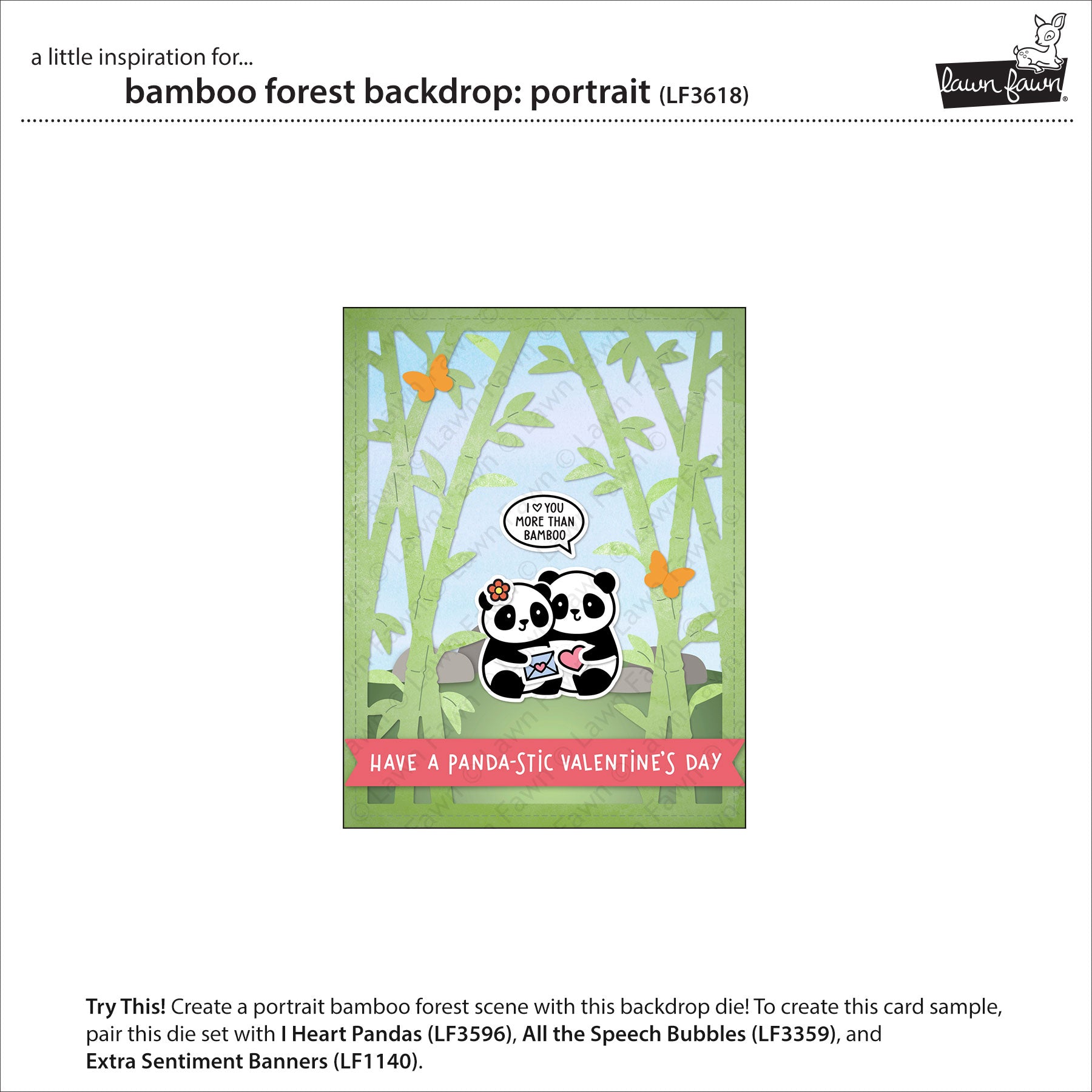 Lawn Fawn Bamboo Forest Backdrop: Portrait Dies lf3618 Inspiration