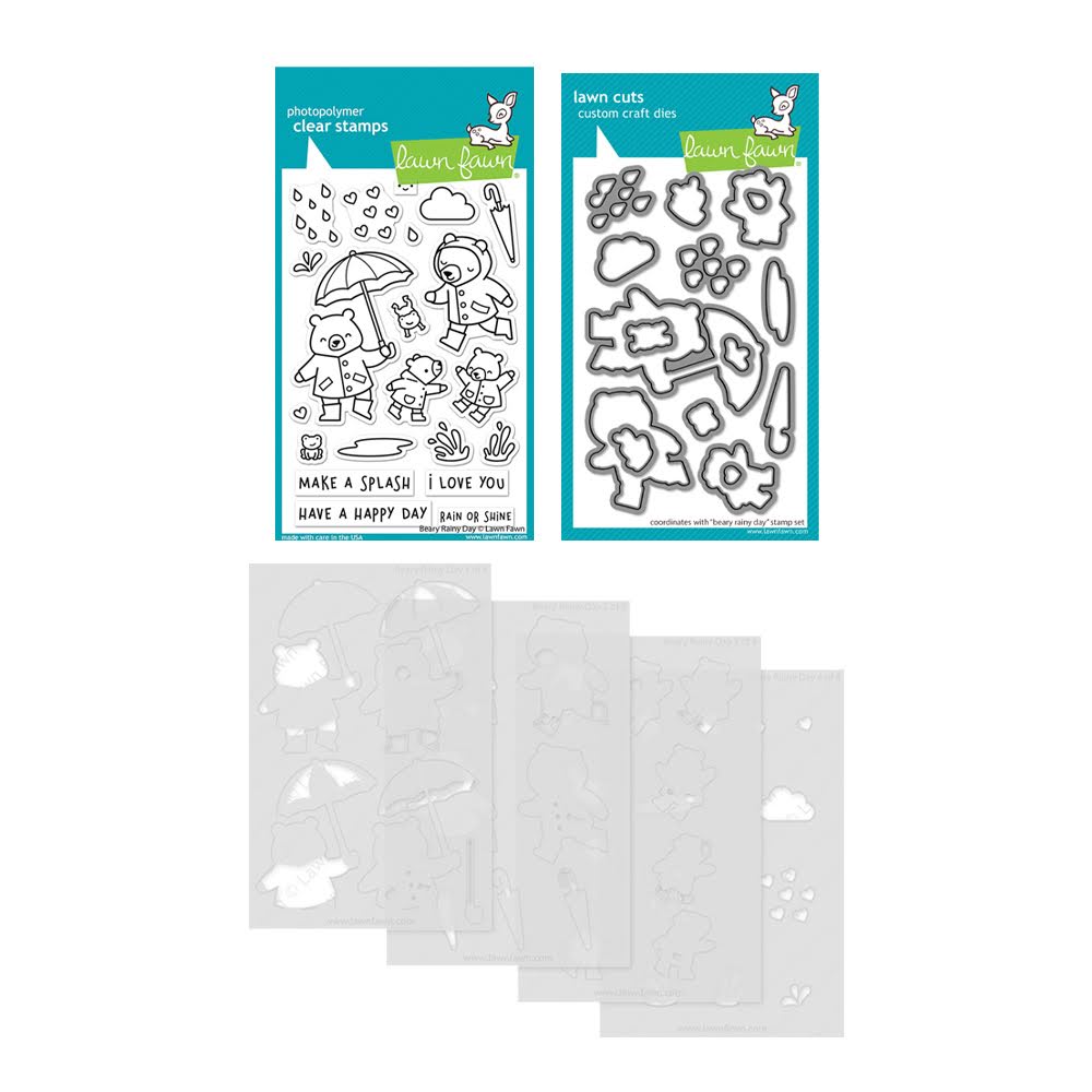 Lawn Fawn Beary Rainy Day Stamps Dies and Stencils