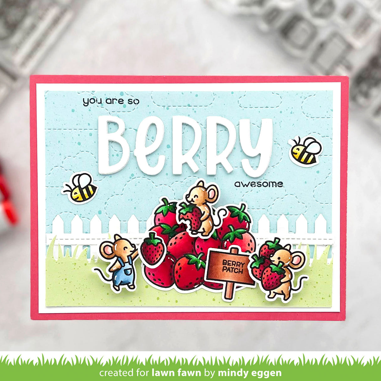 Lawn Fawn Berry Special Stamps Dies and Coloring Stencils Set berry awesome