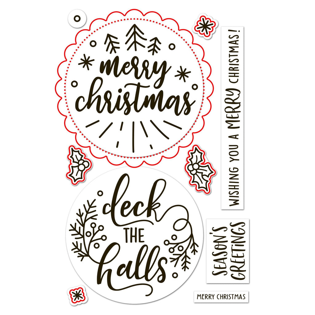 Lawn Fawn Big Messages: Christmas Dies lf3903 red outline indicating die cuts