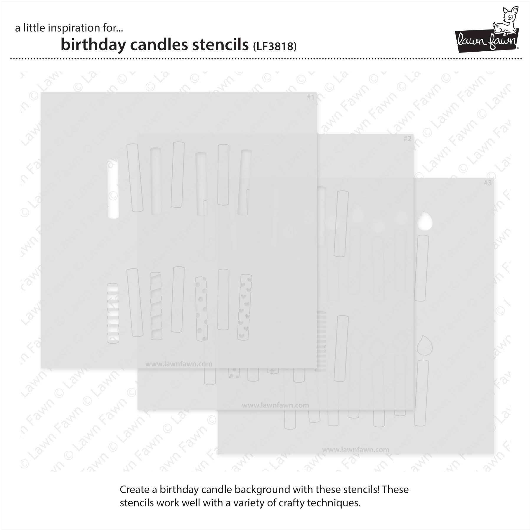 Lawn Fawn Birthday Candles Layering Stencils lf3818 set of 3
