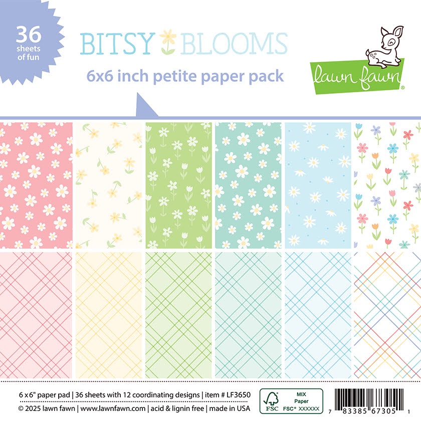 Lawn Fawn Bitsy Blooms 6x6 Inch Petite Paper Pack lf3650