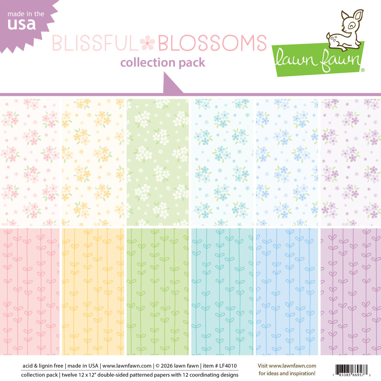 Lawn Fawn Blissful Blossoms 12x12 Inch Collection Pack lf4010